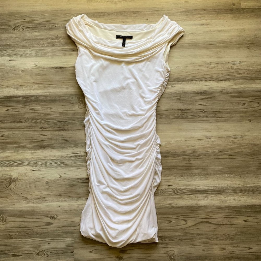 BCBGMaxAzria Mona Ruched White Dress